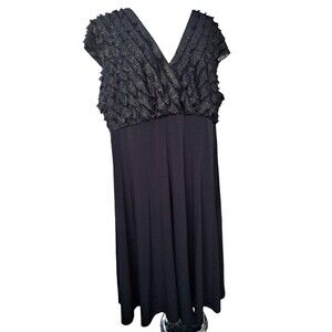 Connected Apparel Sleeveless Dress Womens 22W Black Shimmer Empire Waist Formal